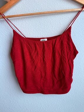 Garage Red Spaghetti Strap Crop Cami
